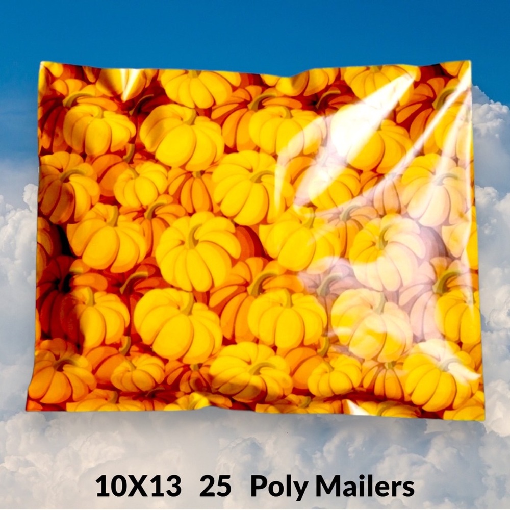 ( Quantity 25 10x13 ) Pumpkins Fall Harvest Poly Mailers Bag Shipping Envelope